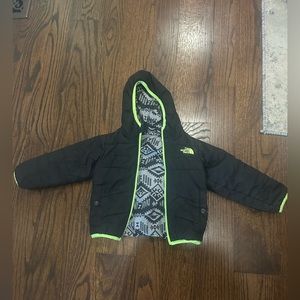 North Face Toddler Winter Jacket Reversible Black Neon Pattern Size 2T